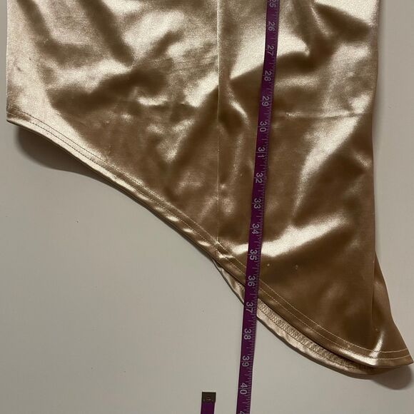 Better Be Champagne Gold Asymmetrical Bodycon Dress Size M - Picture 5 of 12